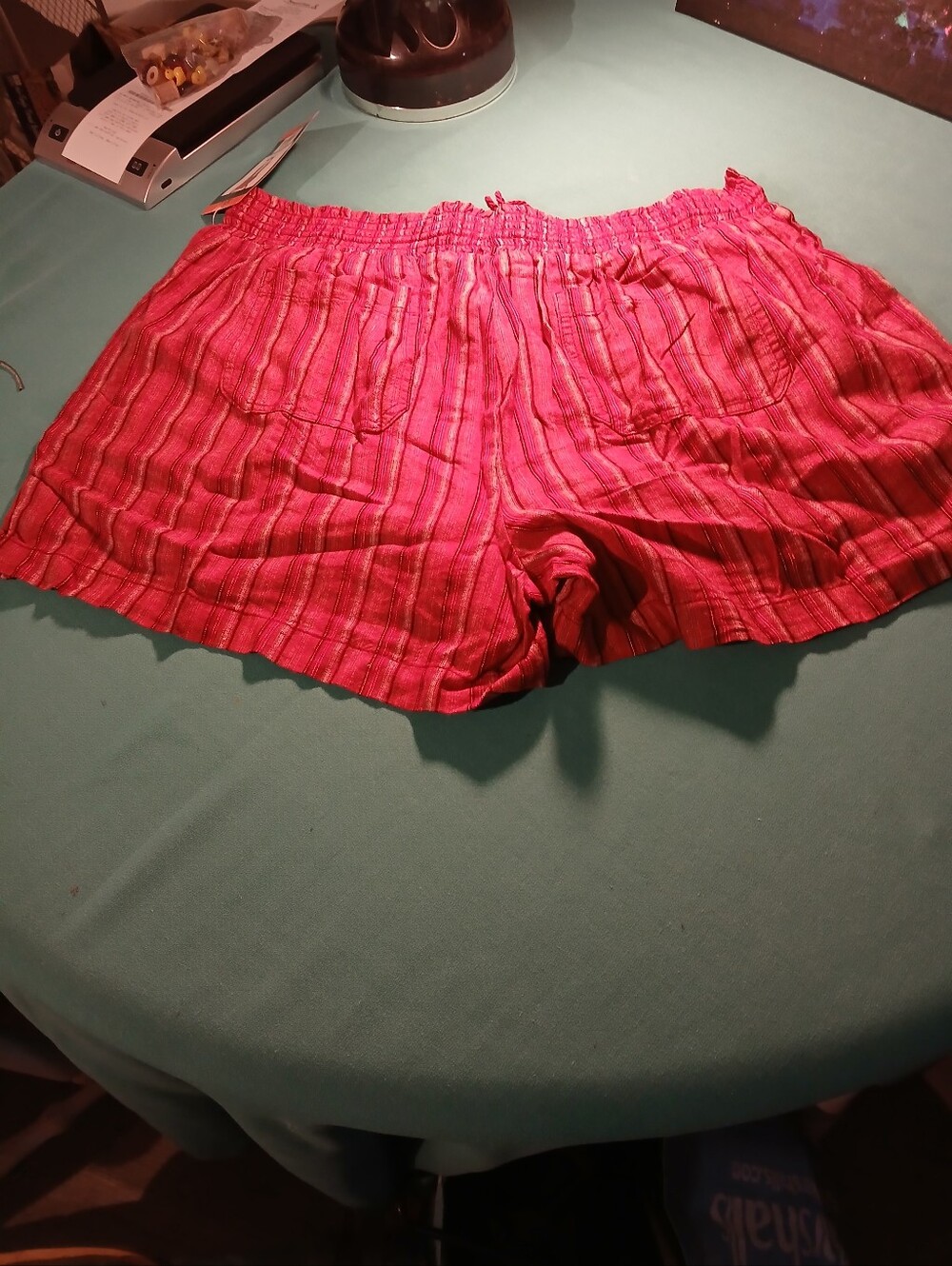 Briggs Women's Shorts XXL Red Stripes Draw String Waist Linen Blend Short NWT - Picture 11 of 12